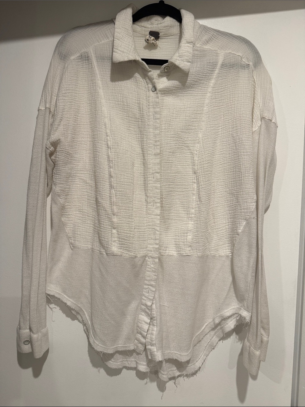We The Free White Textured Casual Button-Down Shirt